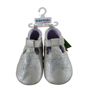 Surprize‎ by Stride Rite Baby Shoes 6-12M Silver Glitter Star Prewalker Stage 1